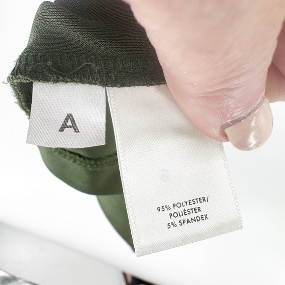 Ann Taylor Olive Green Ruffle Neck Wrap Dress Long Sleeve Stretch Jersey 4 - Picture 6 of 7